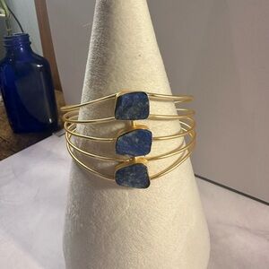 Lapis Cuff Bracelet | Raw Stone Gold Cuff | Statement Bracelet